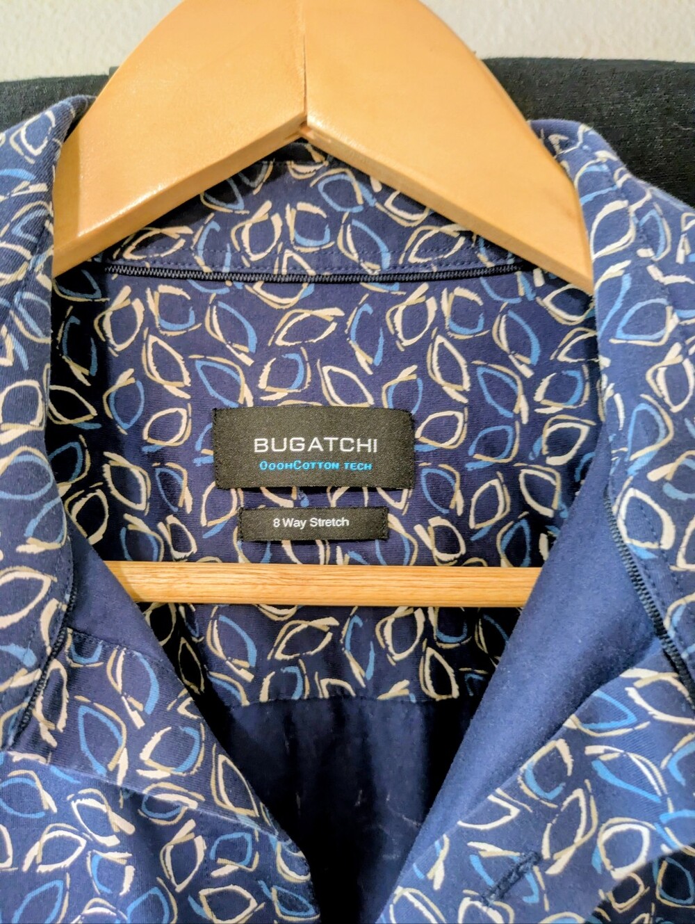 Bugatchi Stretch Navy Button-Down Shirt